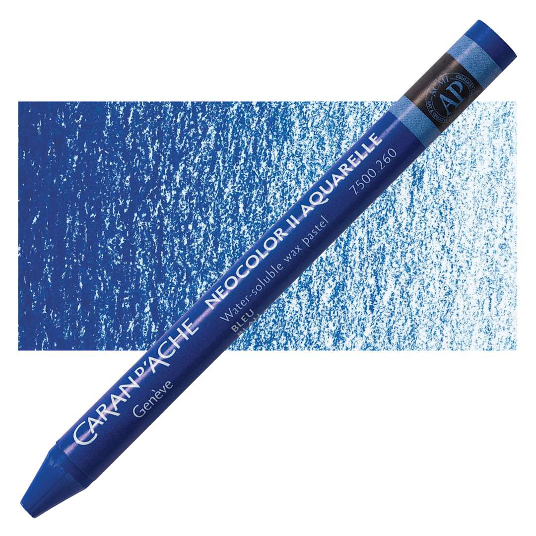 Open in modal - Caran d'Ache Neocolor II Aquarelle Artists' Pastel - Blue pastel and swatch