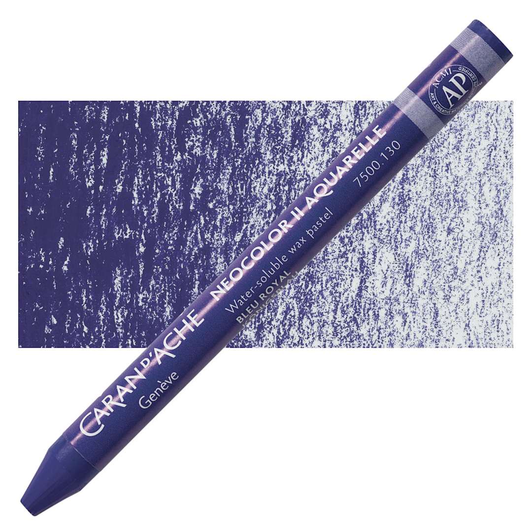 Open in modal - Caran d'Ache Neocolor II Aquarelle Artists' Pastel - Royal Blue pastel and swatch