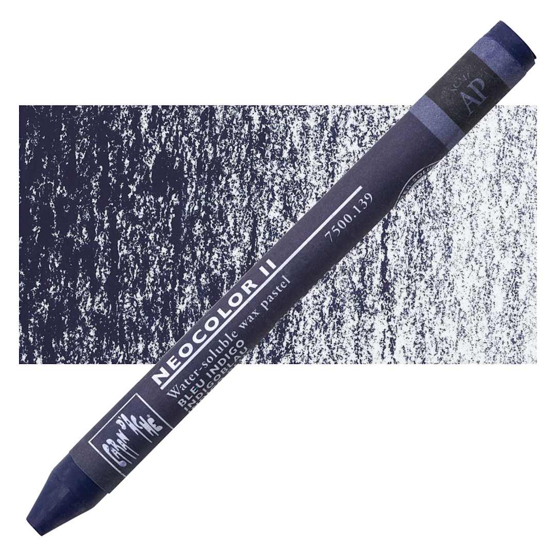 Open in modal - Caran d'Ache Neocolor II Aquarelle Artists' Pastel - Indigo Blue pastel and swatch