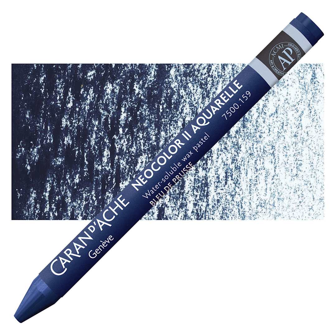 Open in modal - Caran d'Ache Neocolor II Aquarelle Artists' Pastel - Prussian Blue pastel and swatch