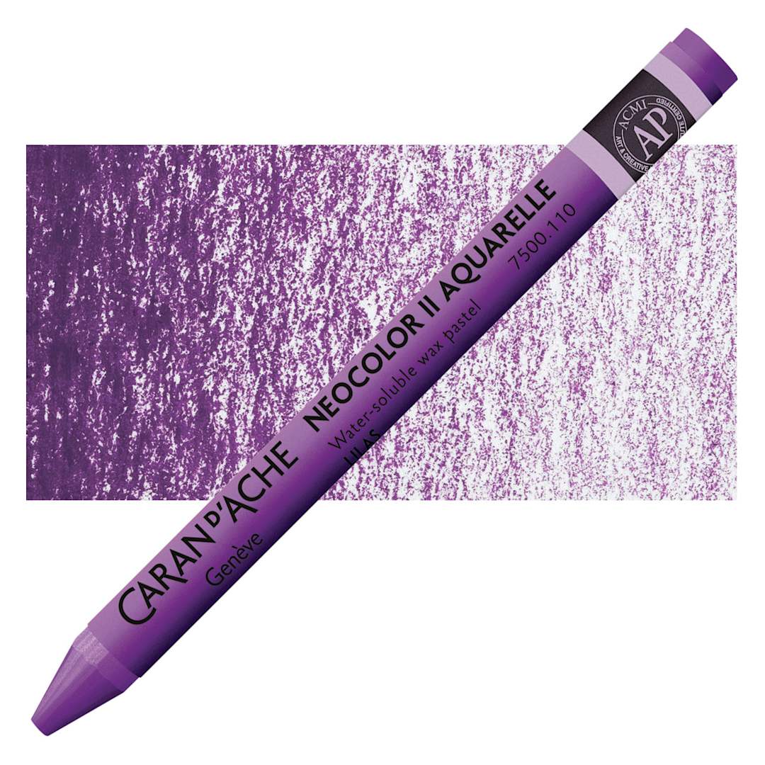 Open in modal - Caran d'Ache Neocolor II Aquarelle Artists' Pastel - Lilac pastel and swatch
