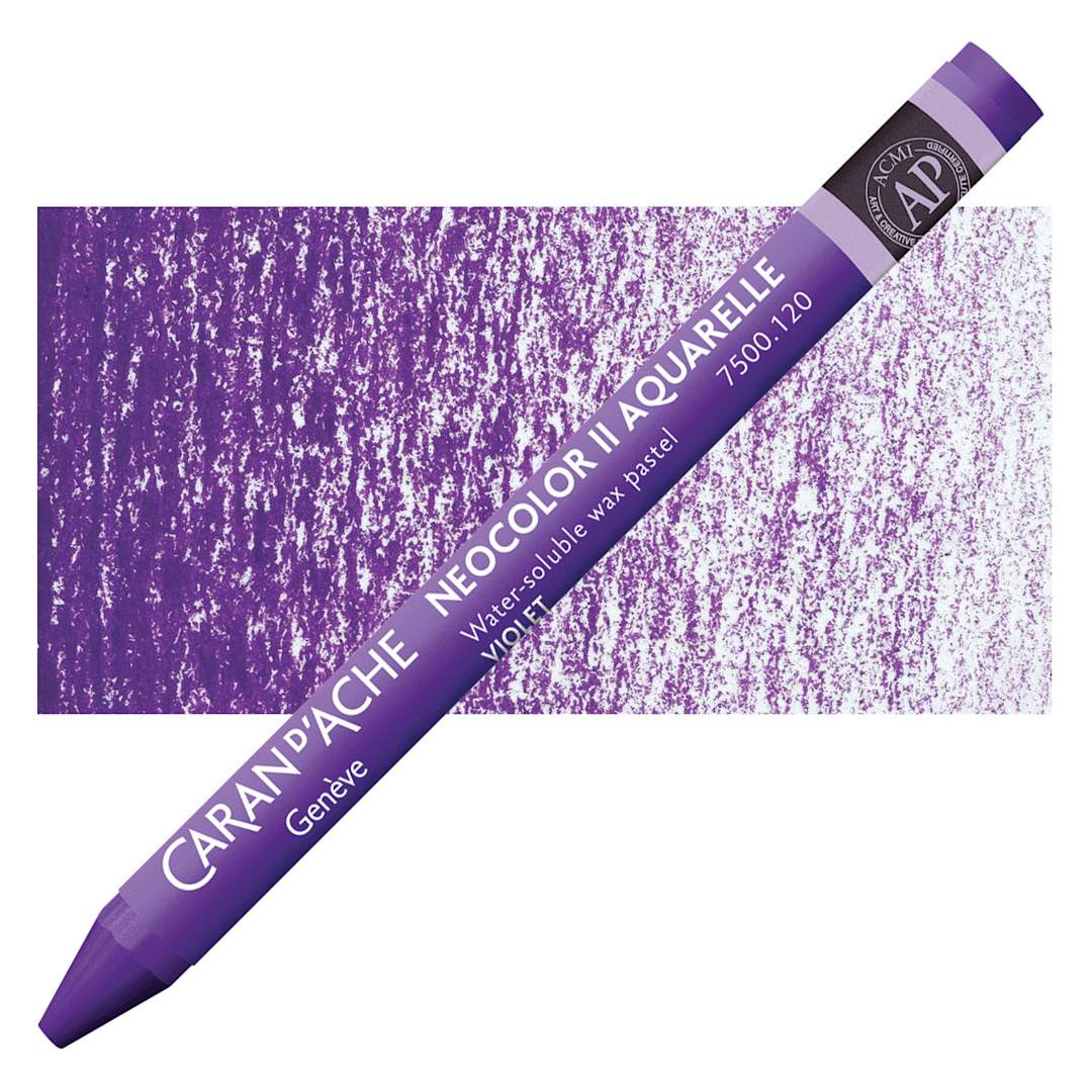 Open in modal - Caran d'Ache Neocolor II Aquarelle Artists' Pastel - Violet pastel and swatch