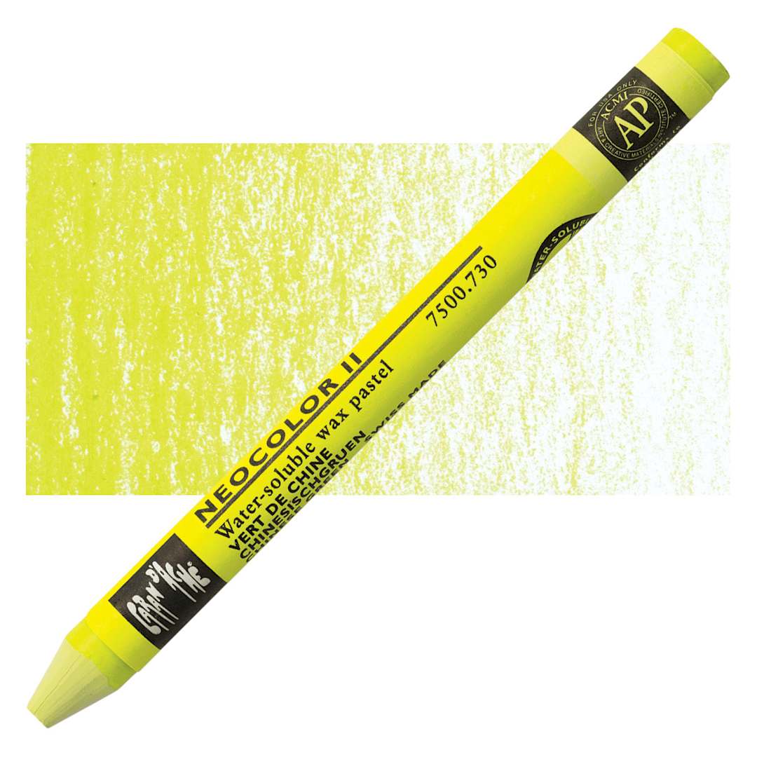 Open in modal - Caran d'Ache Neocolor II Aquarelle Artists' Pastel - Chinese Green pastel and swatch