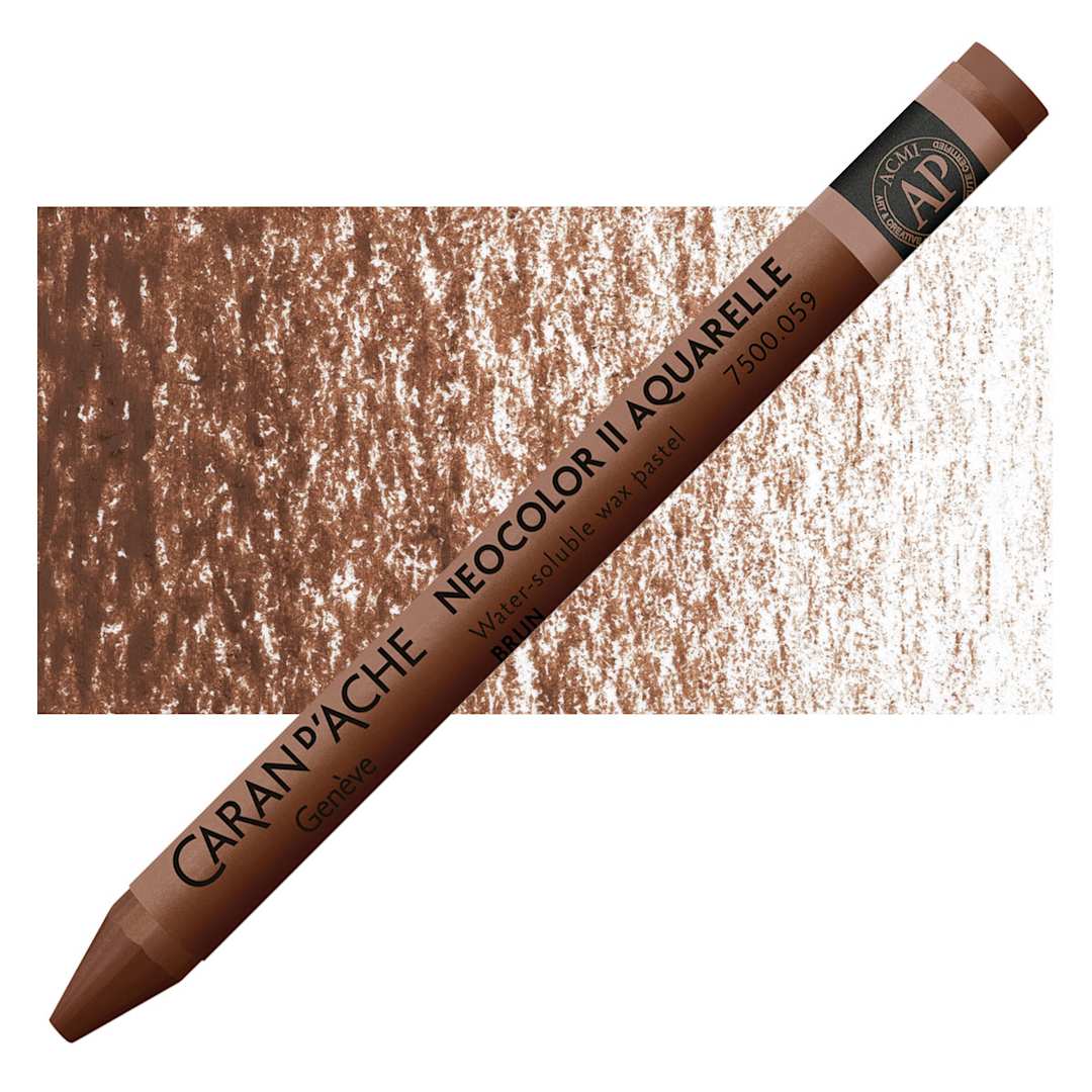 Open in modal - Caran d'Ache Neocolor II Aquarelle Artists' Pastel  - Brown pastel and swatch