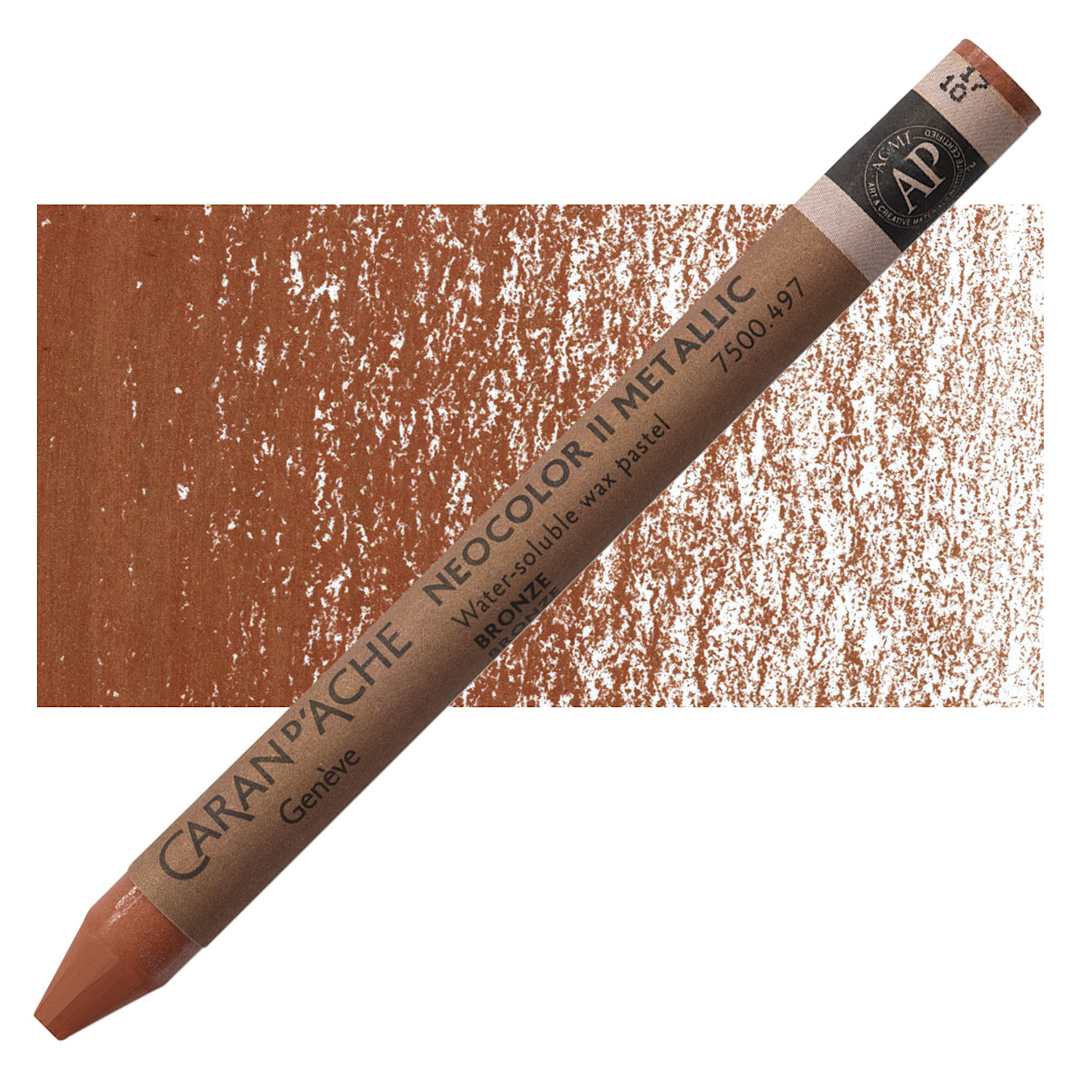 Open in modal - Caran d'Ache Neocolor II Aquarelle Artists' Pastel - Bronze pastel and swatch