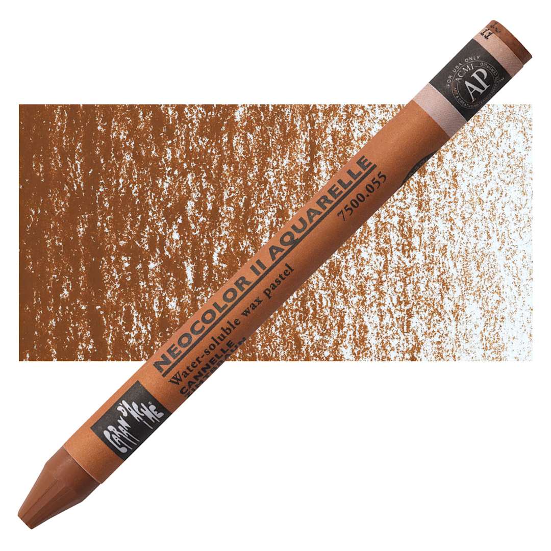 Open in modal - Caran d'Ache Neocolor II Aquarelle Artists' Pastel - Cinnamon pastel and swatch