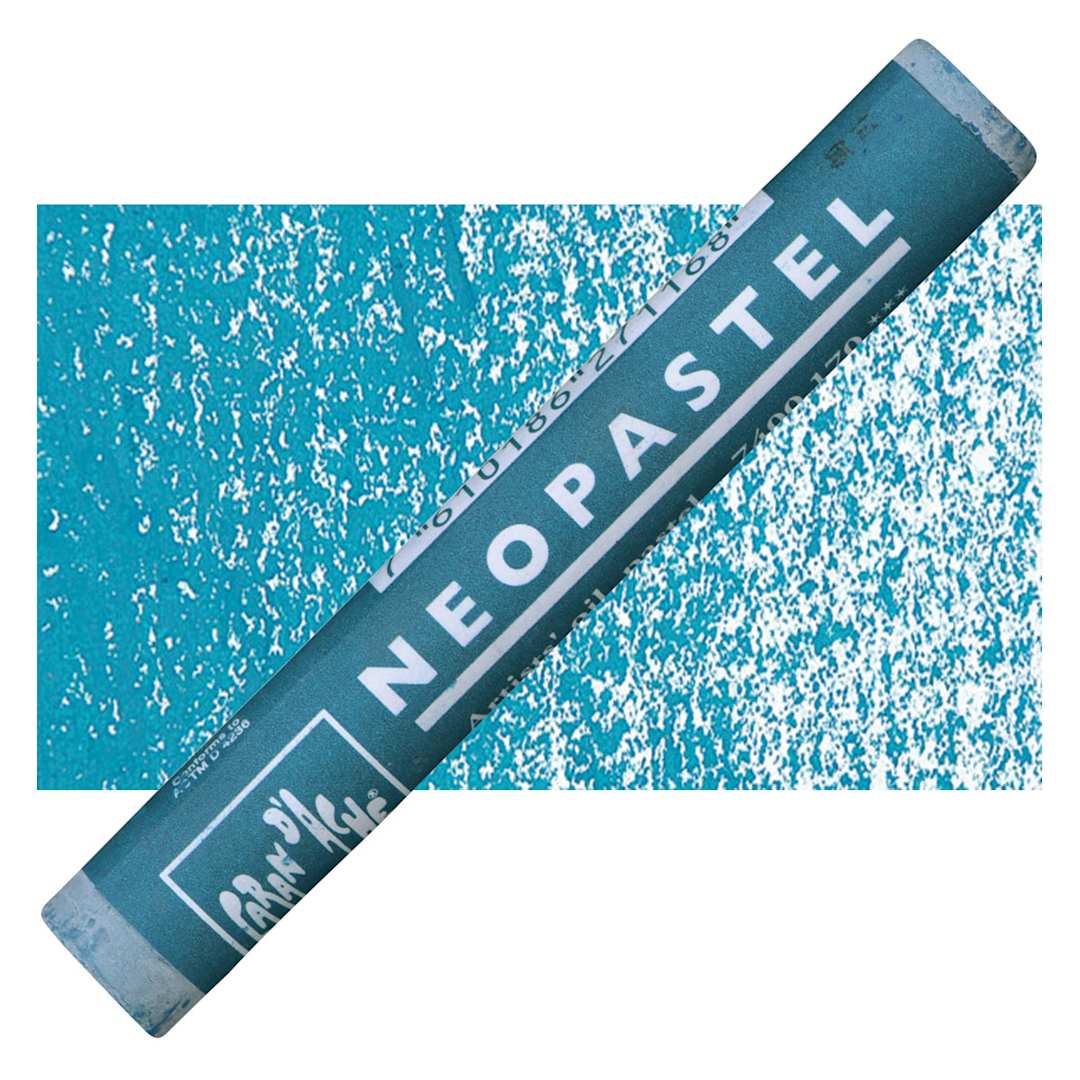 Open in modal - Caran d'Ache Neopastel - Azurite Blue pastel and swatch