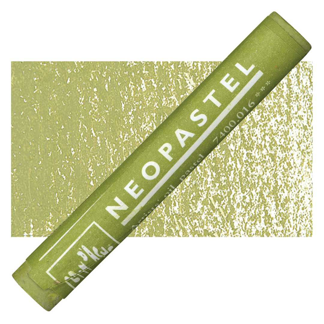 Open in modal - Caran d'Ache Neopastel - Khaki Green pastel and swatch