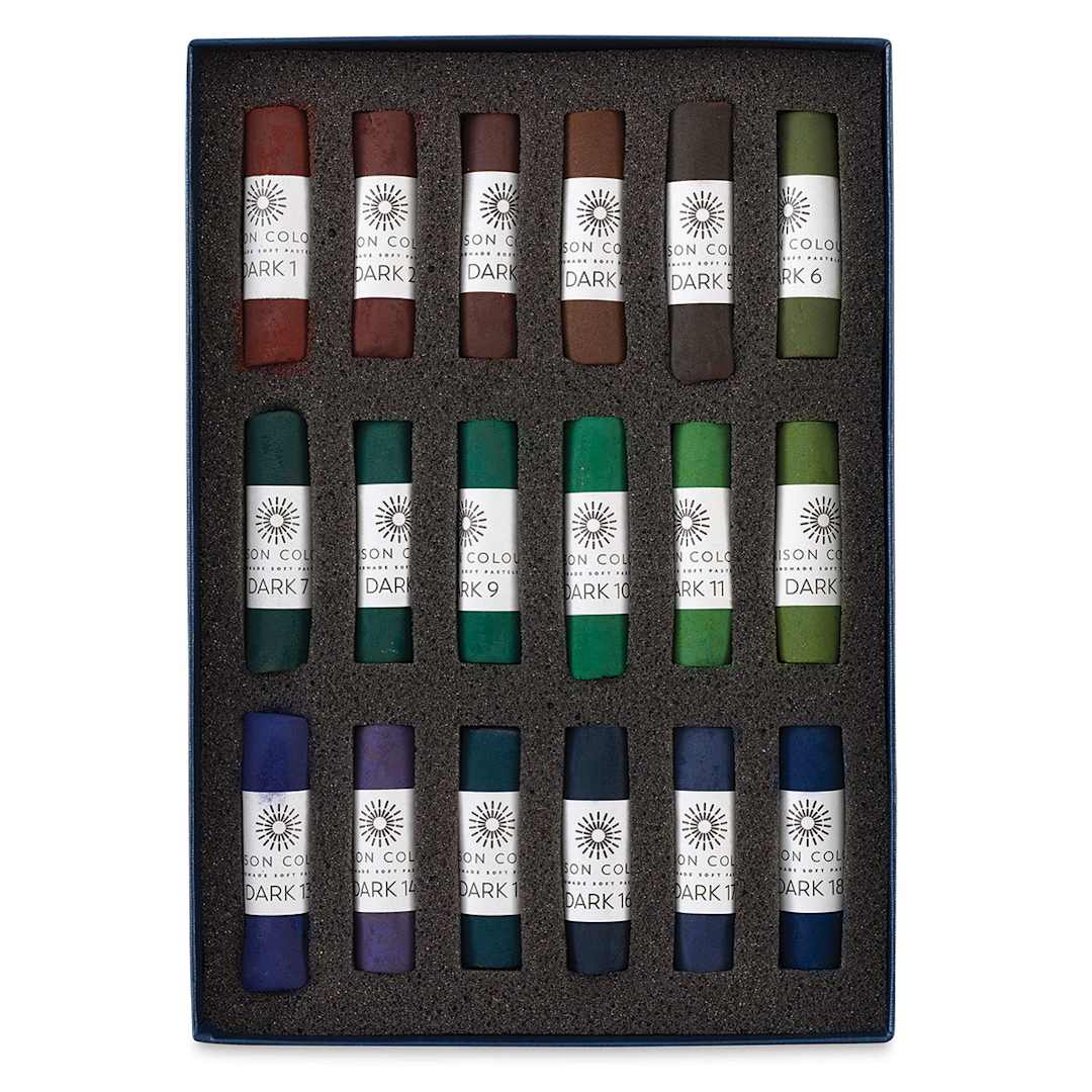Open in modal - Unison Handmade Pastel Set - Dark Colors, Set of 18, Full Stick (set contents)
