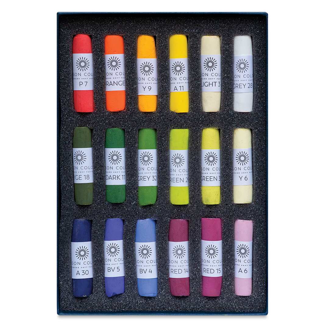 Open in modal - Unison Handmade Pastel Set - Botanical Colors, Set of 18, Full Stick - contents