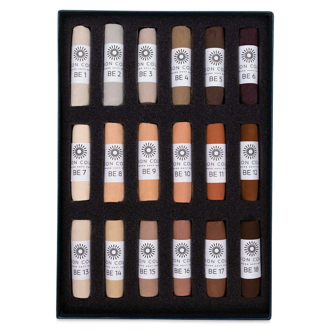 Open in modal - Unison Handmade Pastels - Brown Earth Colors 1-18, Set of 18, Full Stick (set contents)