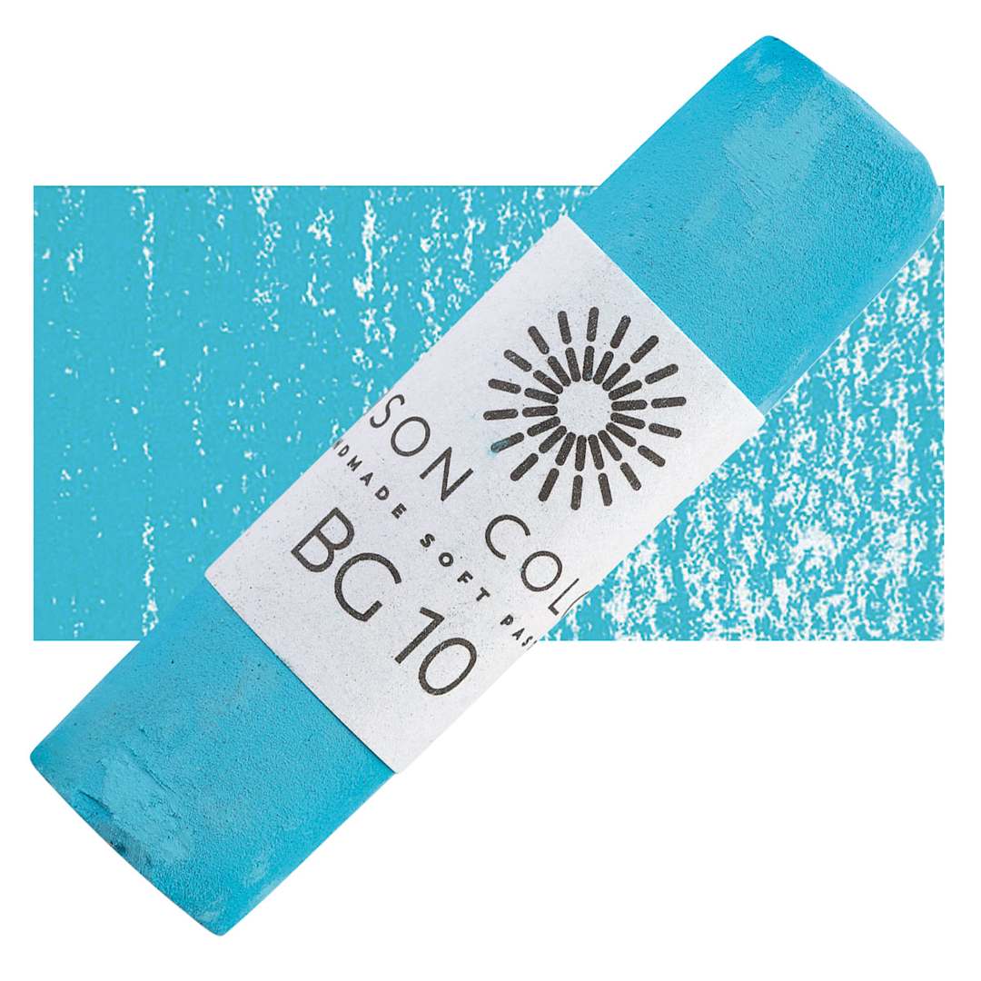 Open in modal - Unison Handmade Pastel - Blue Green 10 pastel and swatch