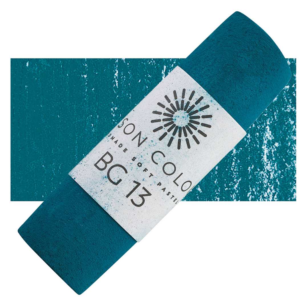 Open in modal - Unison Handmade Pastel - Blue Green 13 pastel and swatch