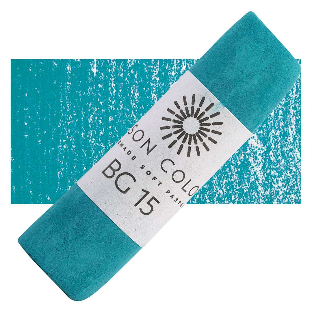 Open in modal - Unison Handmade Pastel - Blue Green 15 pastel and swatch
