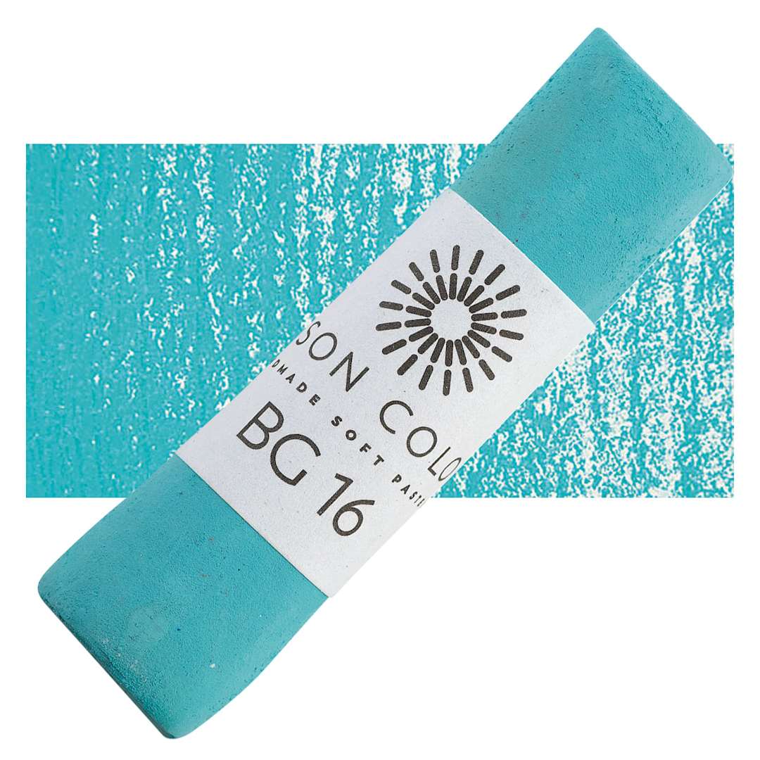 Open in modal - Unison Handmade Pastel - Blue Green 16 pastel and swatch