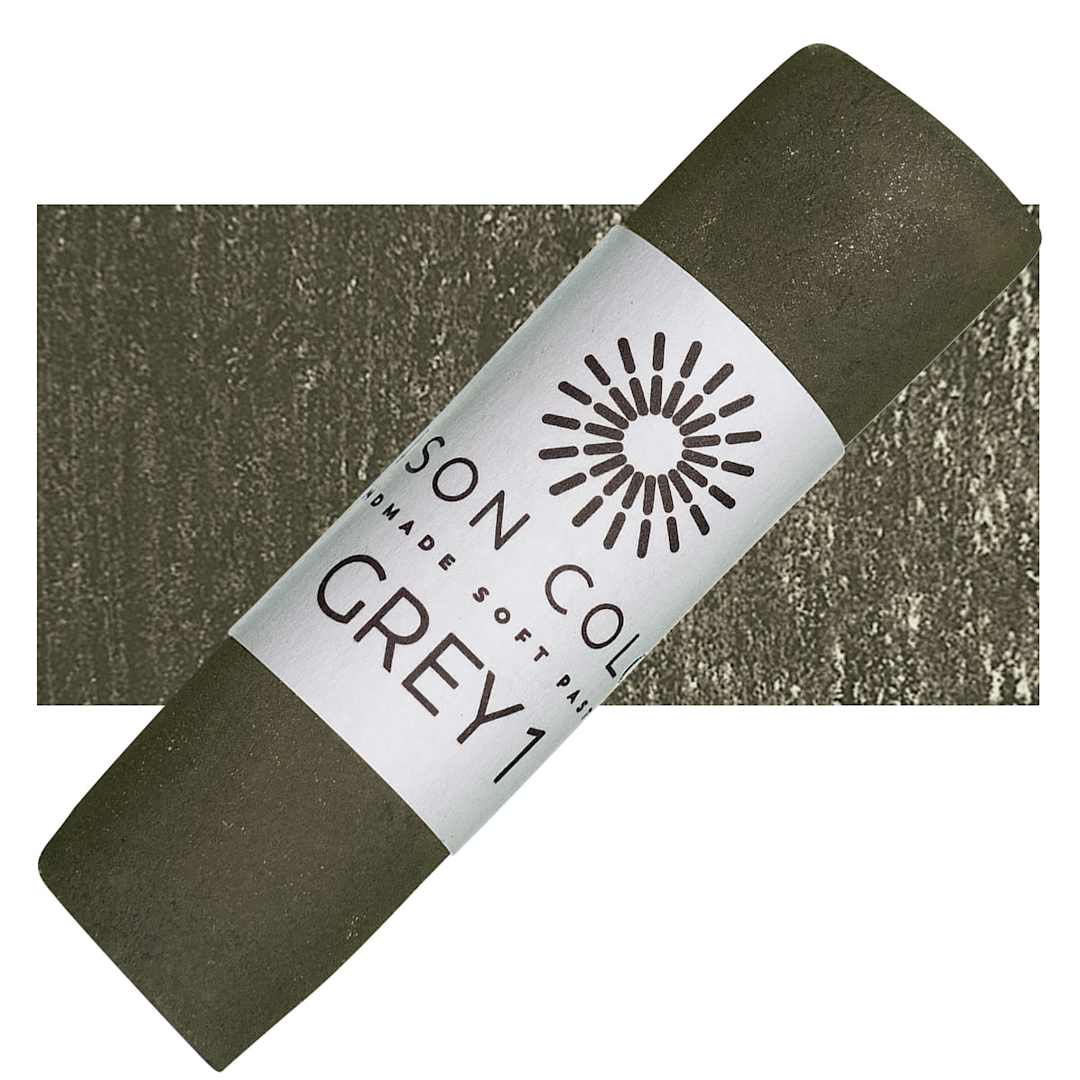 Open in modal - Unison Handmade Pastel - Gray 1 pastel and swatch