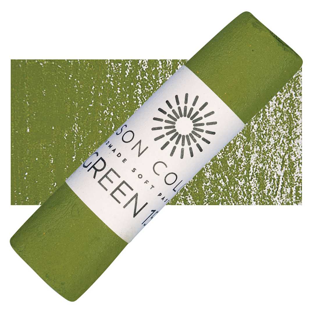 Open in modal - Unison Handmade Pastel - Green 15 pastel and swatch