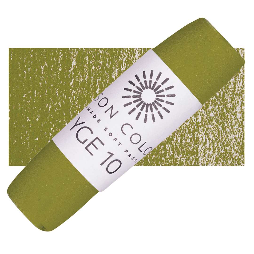 Open in modal - Unison Handmade Pastel - Yellow Green Earth 10 pastel and swatch