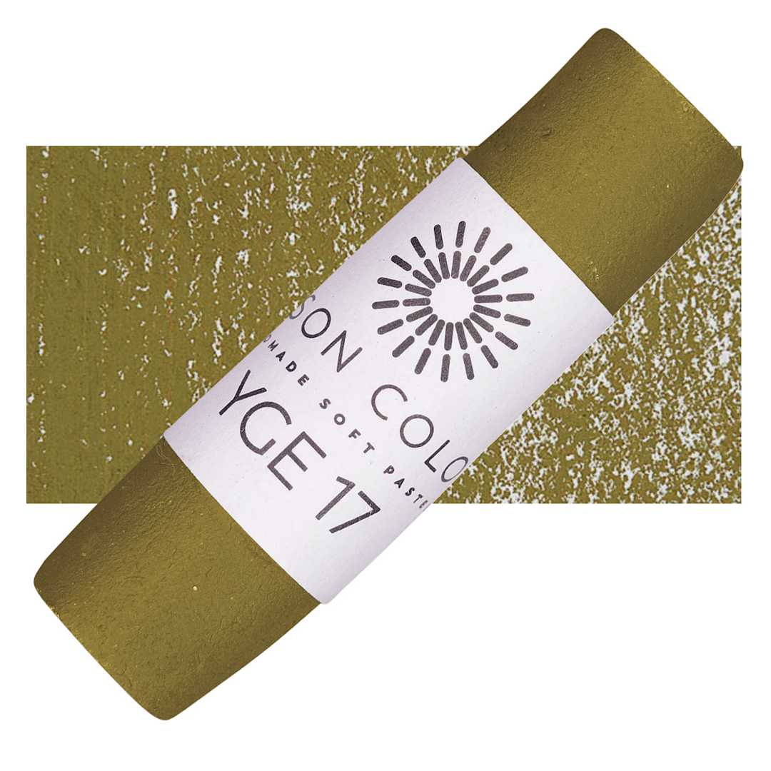 Open in modal - Unison Handmade Pastel - Yellow Green Earth 17 pastel and swatch