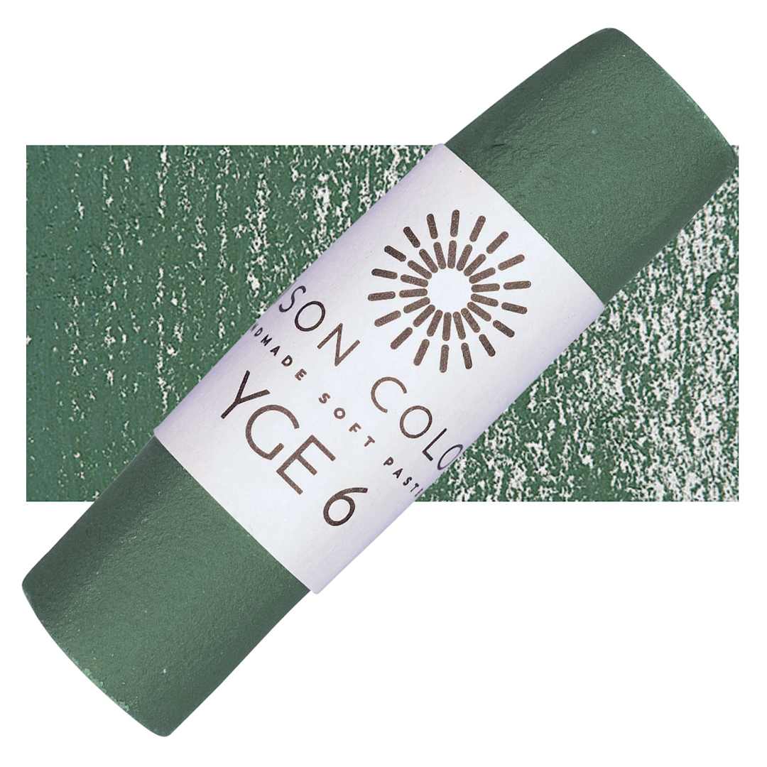 Open in modal - Unison Handmade Pastel - Yellow Green Earth 6 pastel and swatch