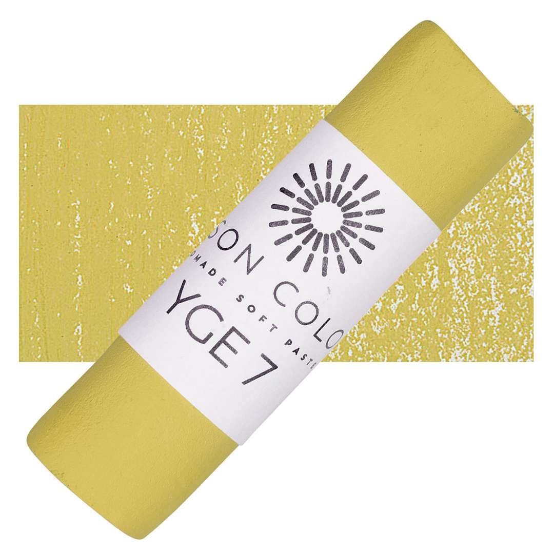 Open in modal - Unison Handmade Pastel - Yellow Green Earth 7 pastel and swatch