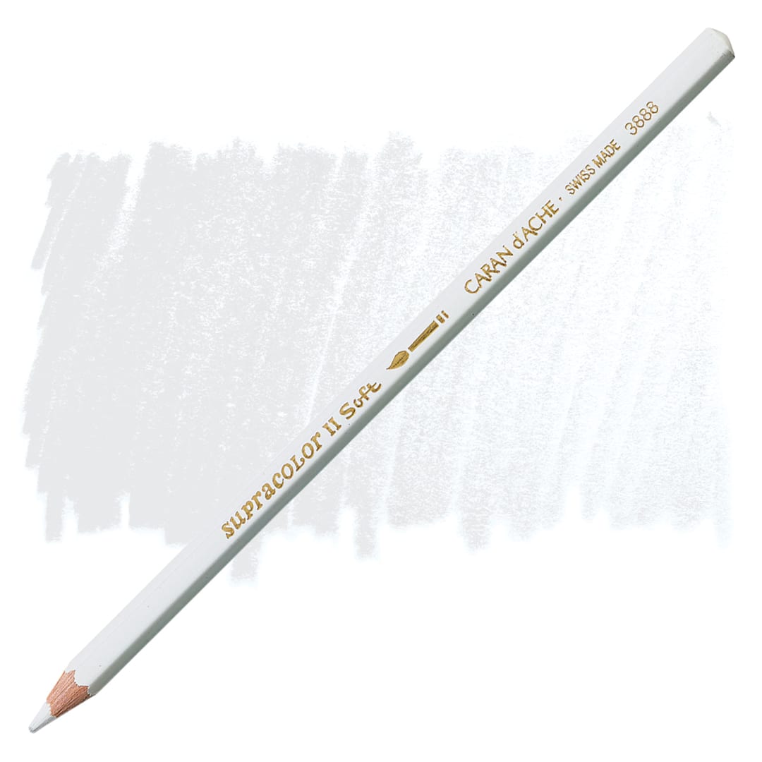 Open in modal - Caran d'Ache Supracolor Soft Aquarelle Pencil - White pencil and swatch