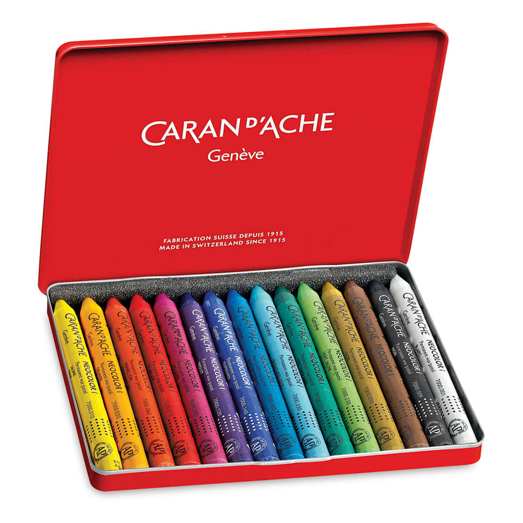Open in modal - Caran d'Ache Neocolor I Wax Pastels - Open package of Set of 15 Pastels