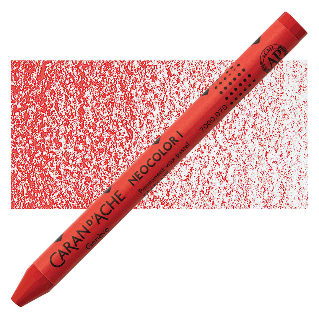 Open in modal - Caran d'Ache Neocolor I Wax Pastel - Scarlet pastel and swatch