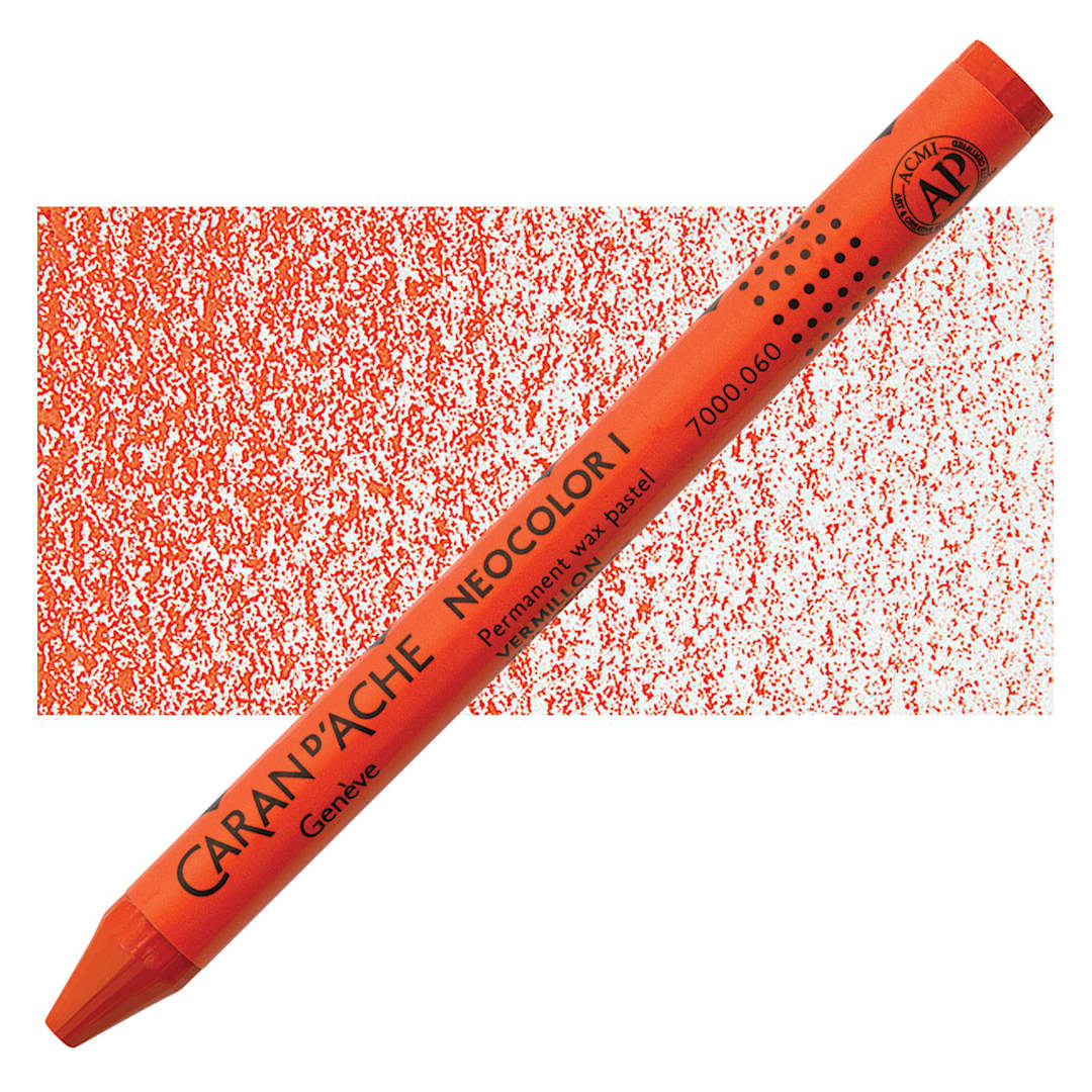 Open in modal - Caran d'Ache Neocolor I Wax Pastel - Vermilion pastel and swatch