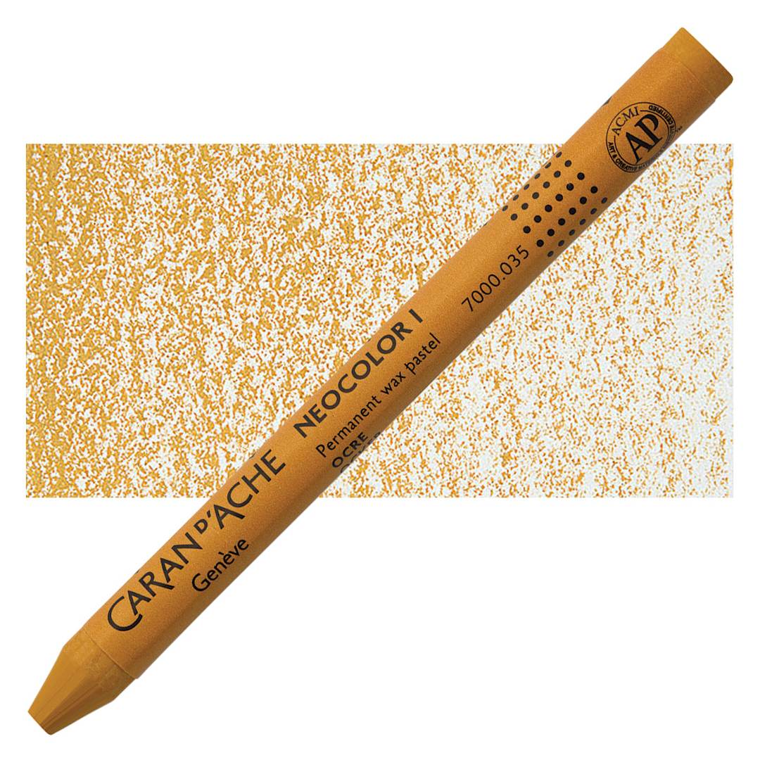 Open in modal - Caran d'Ache Neocolor I Wax Pastel - Ochre pastel and swatch