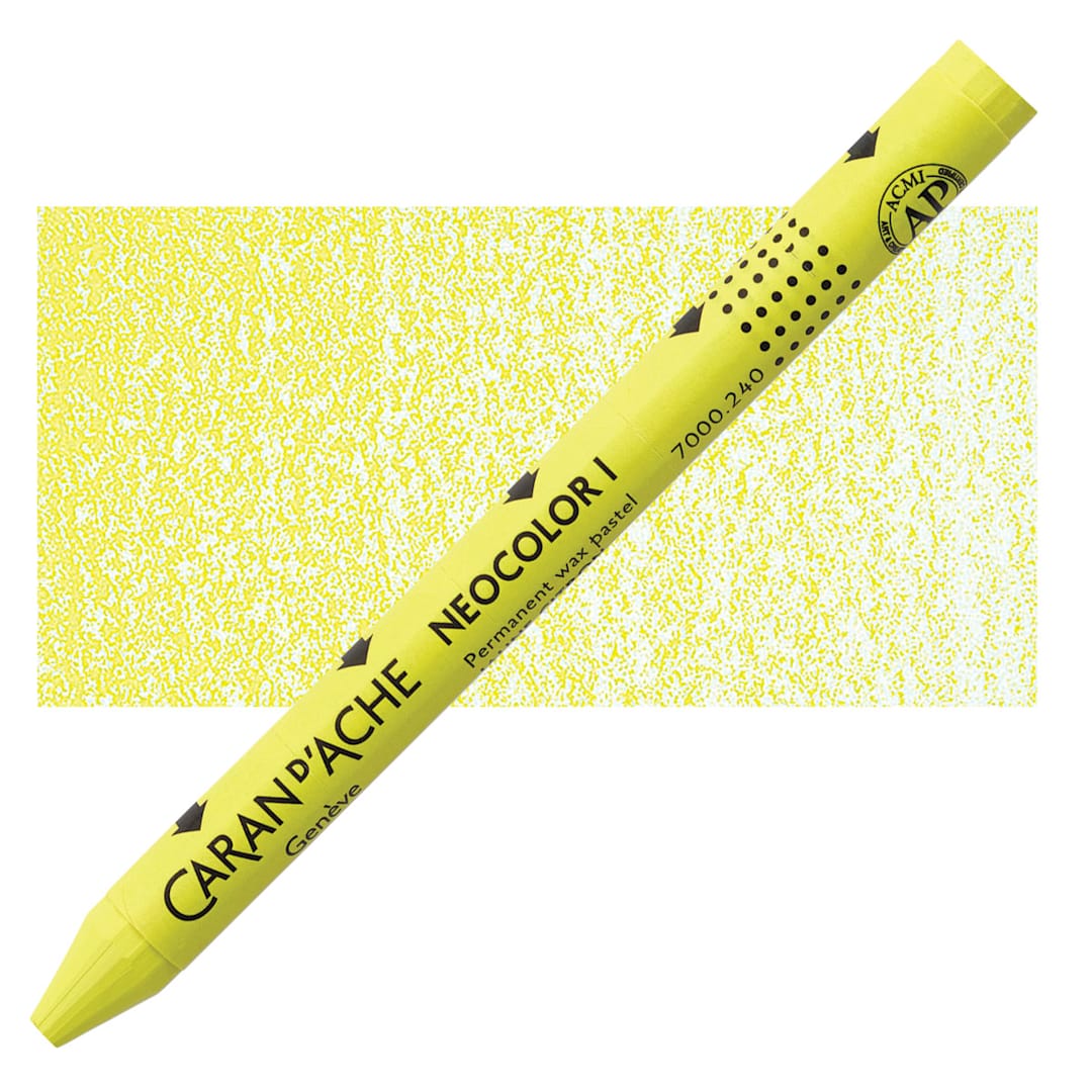 Open in modal - Caran d'Ache Neocolor I Wax Pastel - Lemon Yellow pastel and swatch