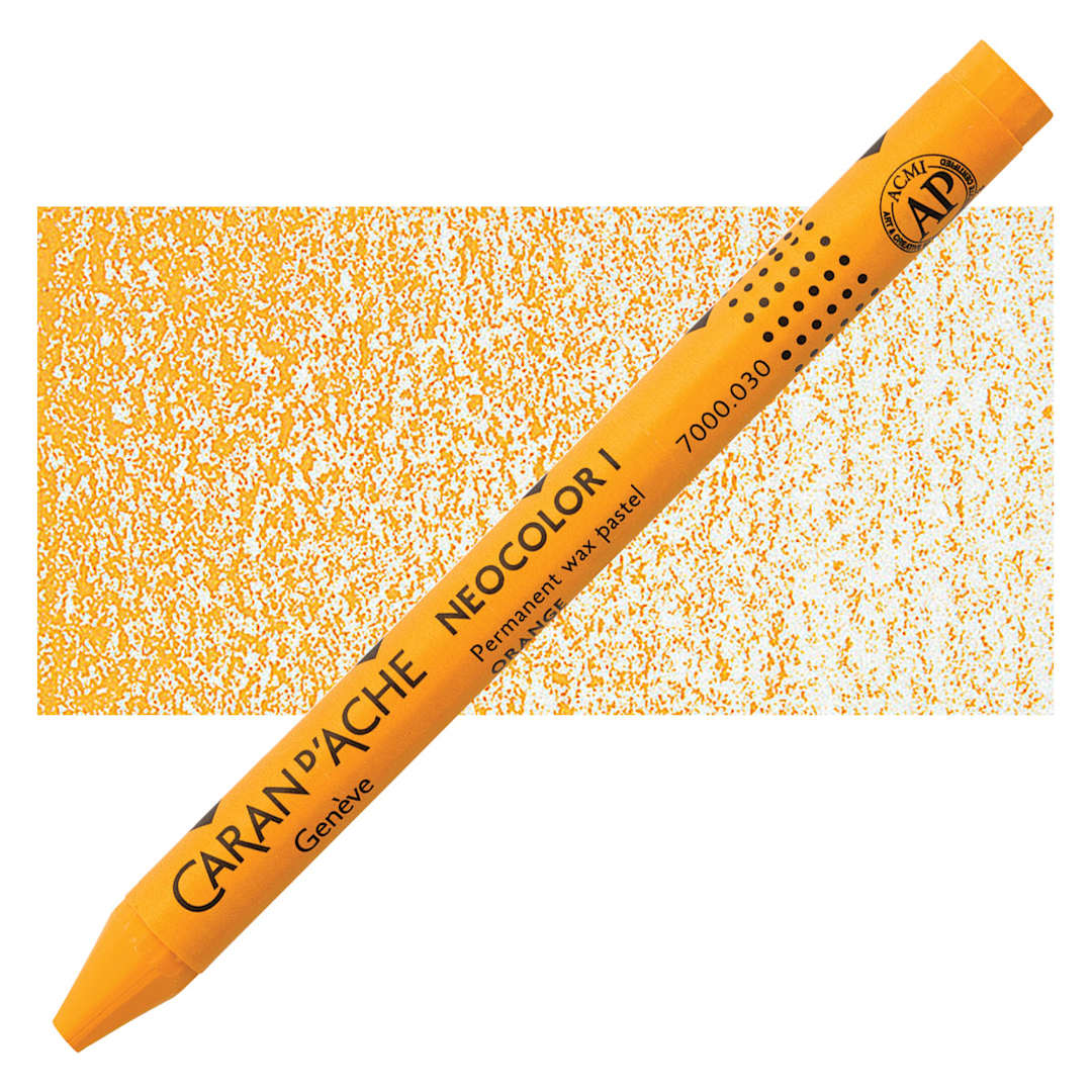 Open in modal - Caran d'Ache Neocolor I Wax Pastel - Orange pastel and swatch