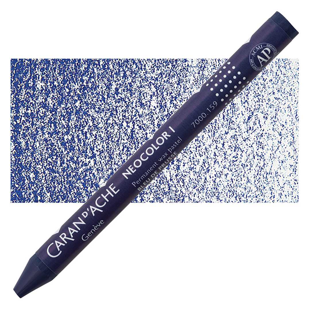 Open in modal - Caran d'Ache Neocolor I Wax Pastel - Prussian Blue pastel and swatch