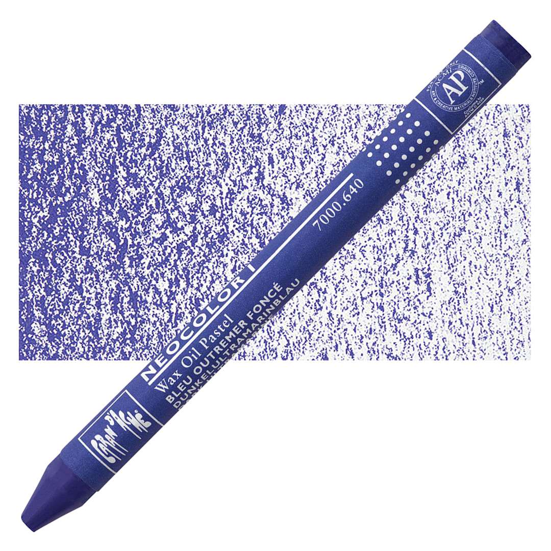 Open in modal - Caran d'Ache Neocolor I Wax Pastel - Dark Ultramarine pastel and swatch