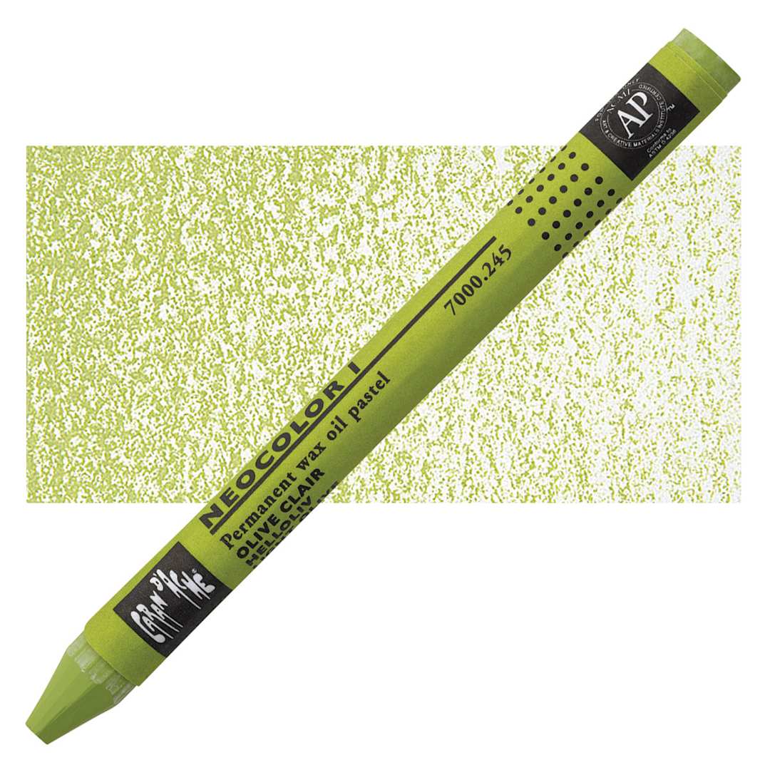 Open in modal - Caran d'Ache Neocolor I Wax Pastel - Light Olive pastel and swatch