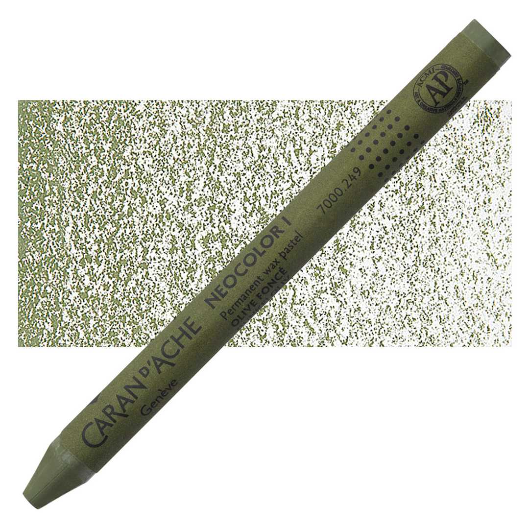 Open in modal - Caran d'Ache Neocolor I Wax Pastel - Olive pastel and swatch