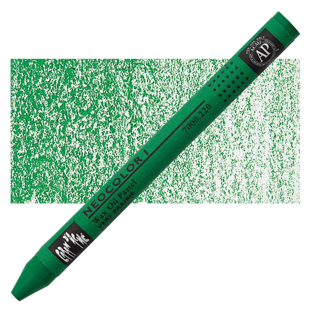 Open in modal - Caran d'Ache Neocolor I Wax Pastel - Grass Green pastel and swatch