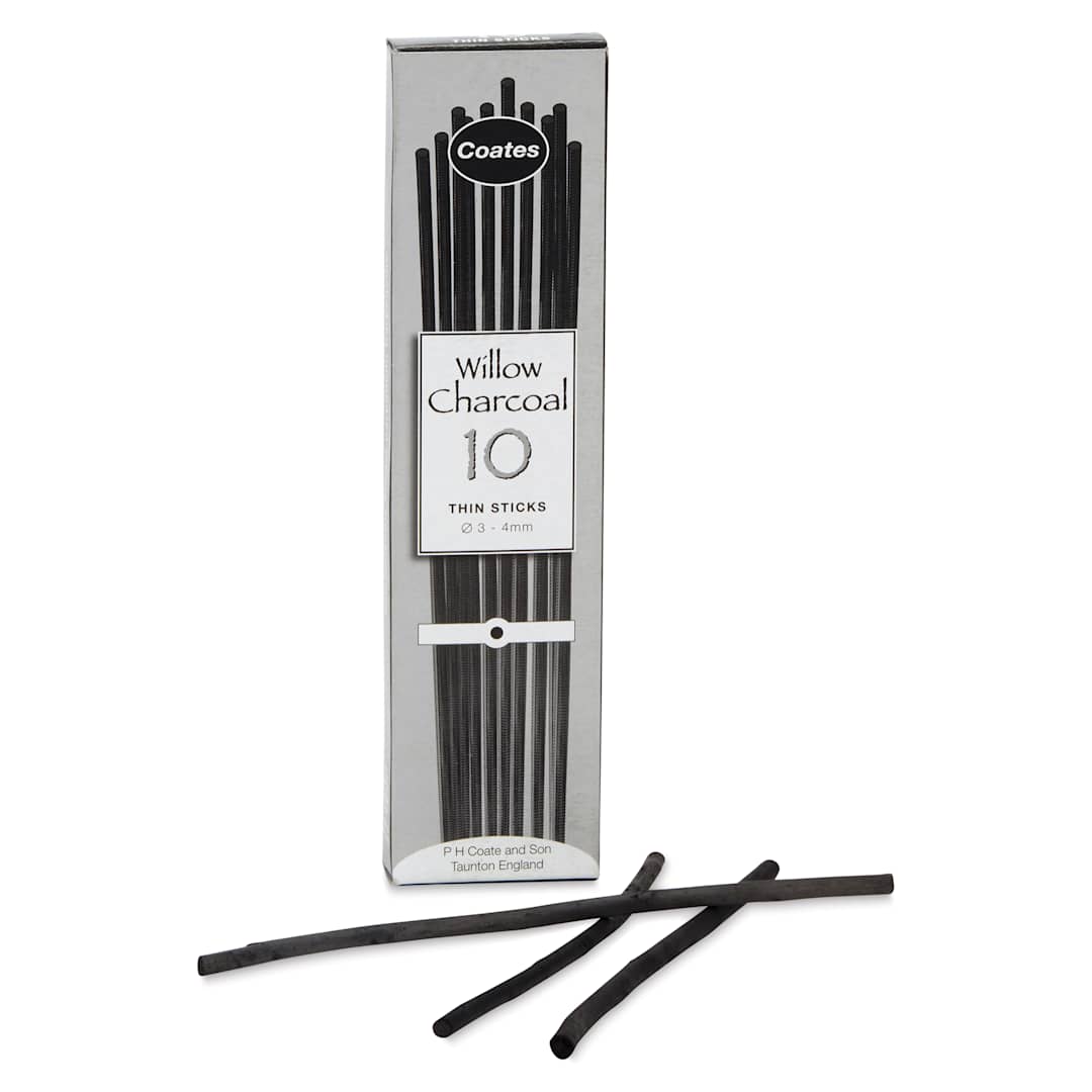 Open in modal - Coates Premium Artist's Willow Charcoal - Thin, Box of 10