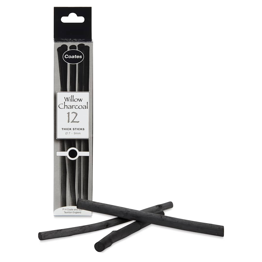 Open in modal - Coates Premium Artist's Willow Charcoal - Thick, Box of 12