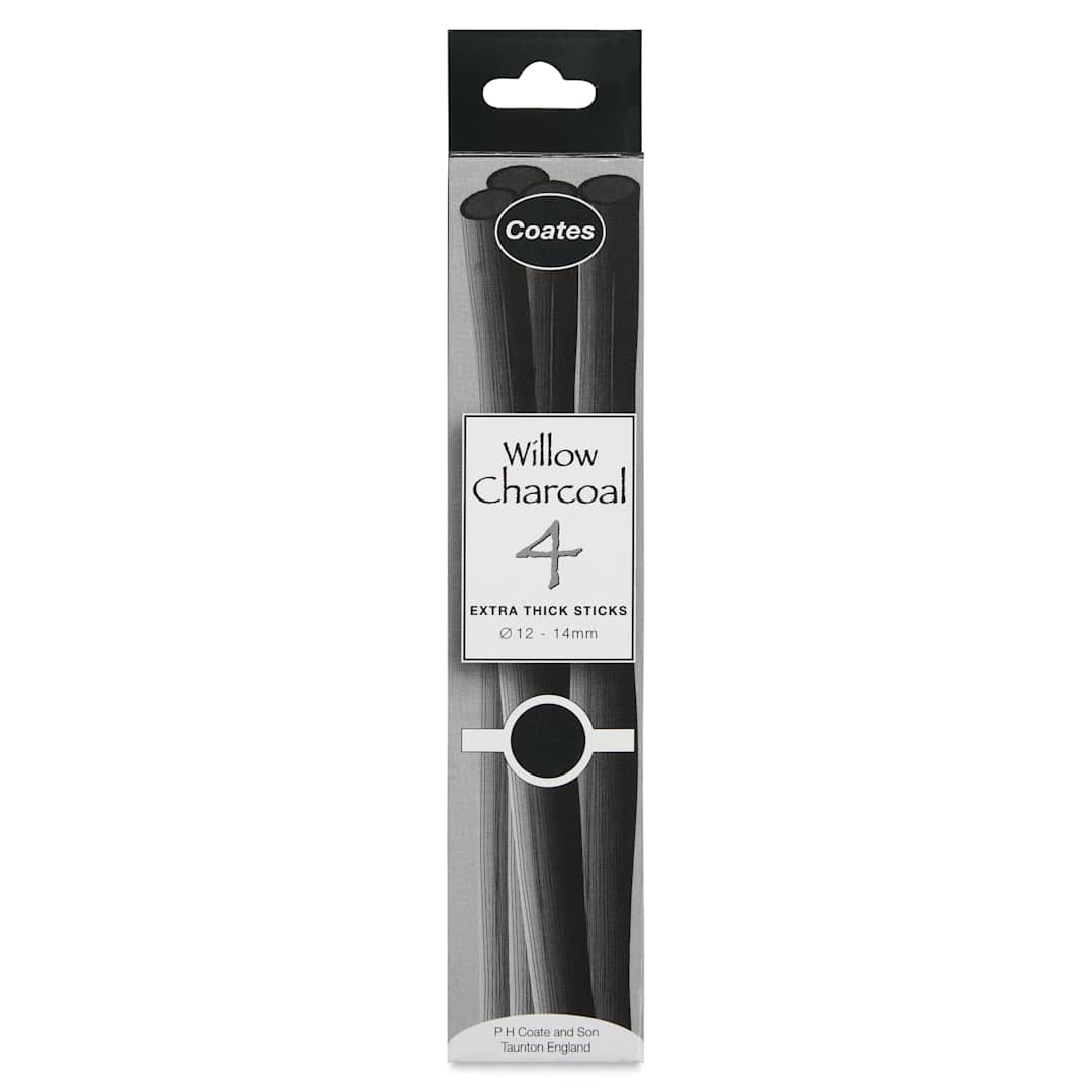 Open in modal - Coates Premium Artist's Willow Charcoal - Extra Thick, Box of 4, front