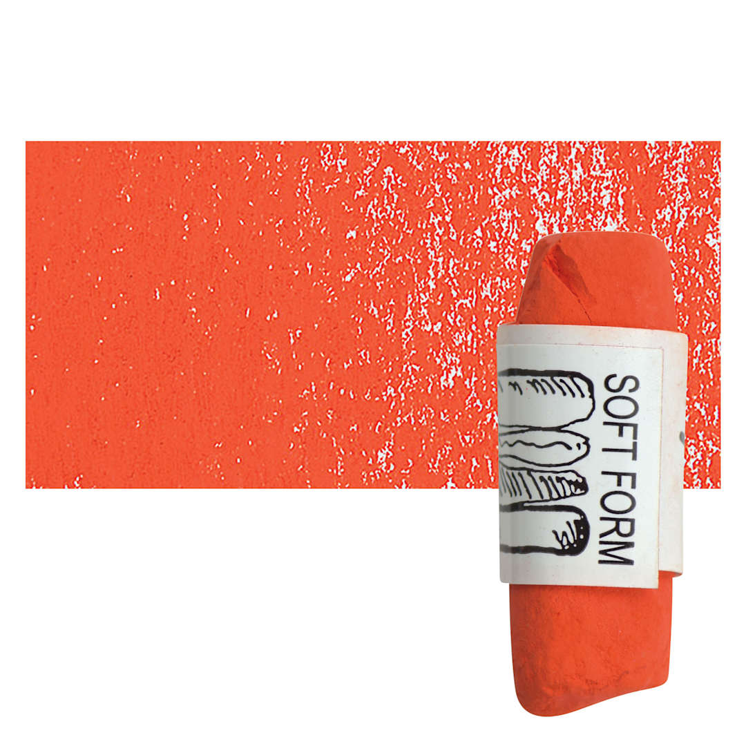 Open in modal - Townsend Artists' Soft Form Pastel - Cadmium Red Light 014 pastel and swatch