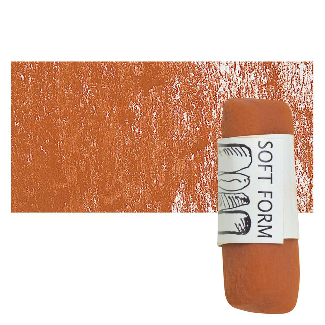 Open in modal - Townsend Artists' Soft Form Pastel - Burnt Sienna Medium 002 pastel and swatch