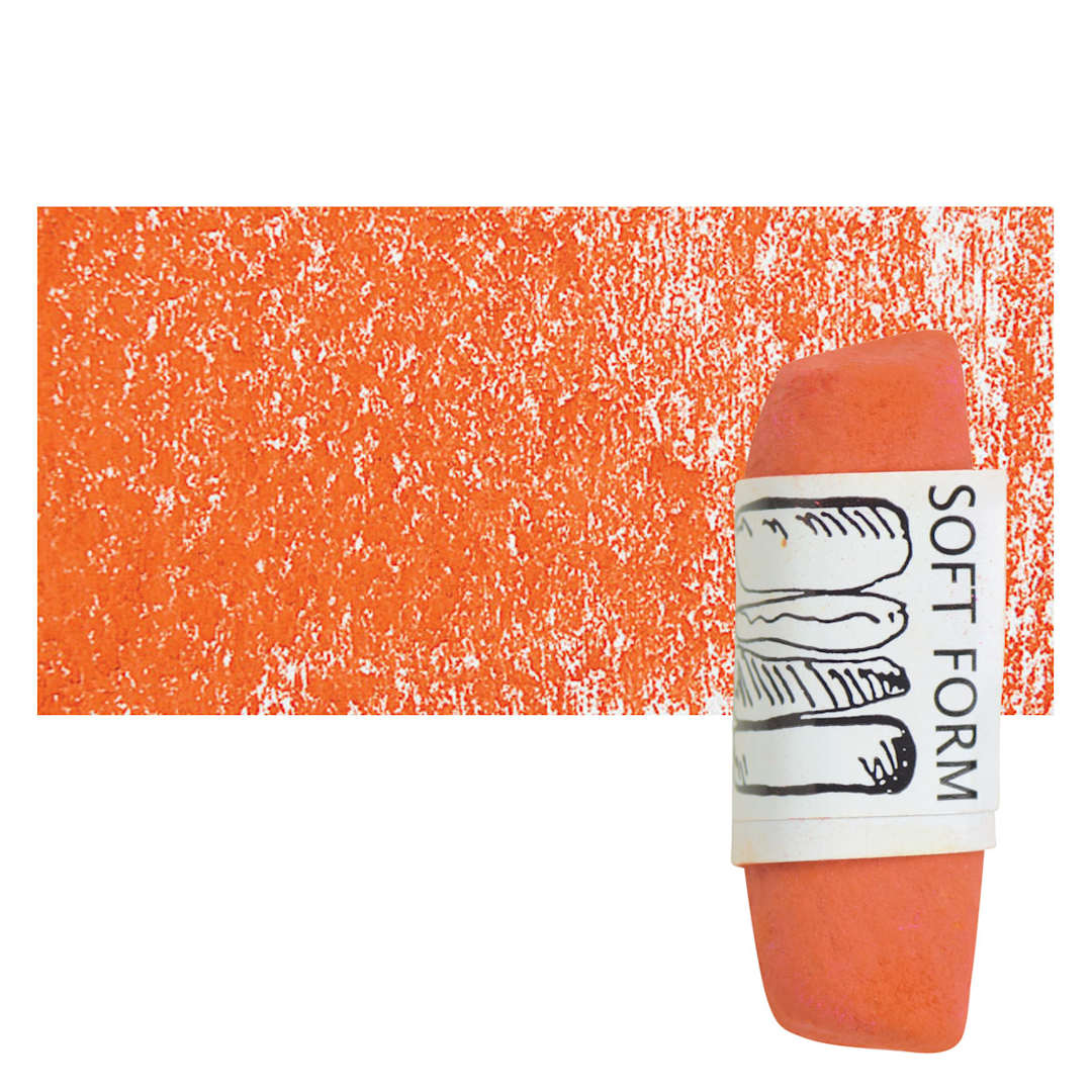 Open in modal - Townsend Artists' Soft Form Pastel - Cadmium Red Orange (Dark) pastel and swatch