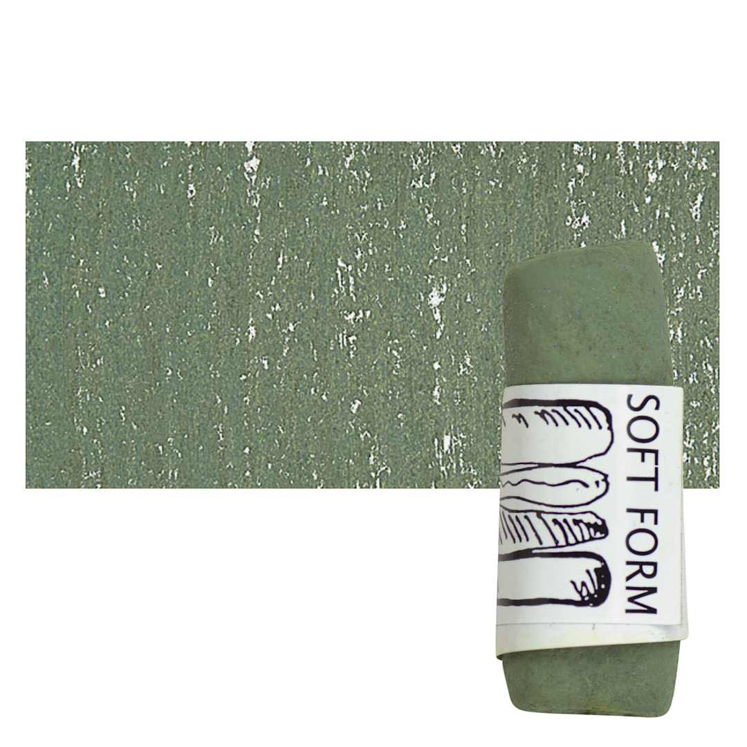 Open in modal - Townsend Artists' Soft Form Pastel - Earth Green 120 pastel and swatch