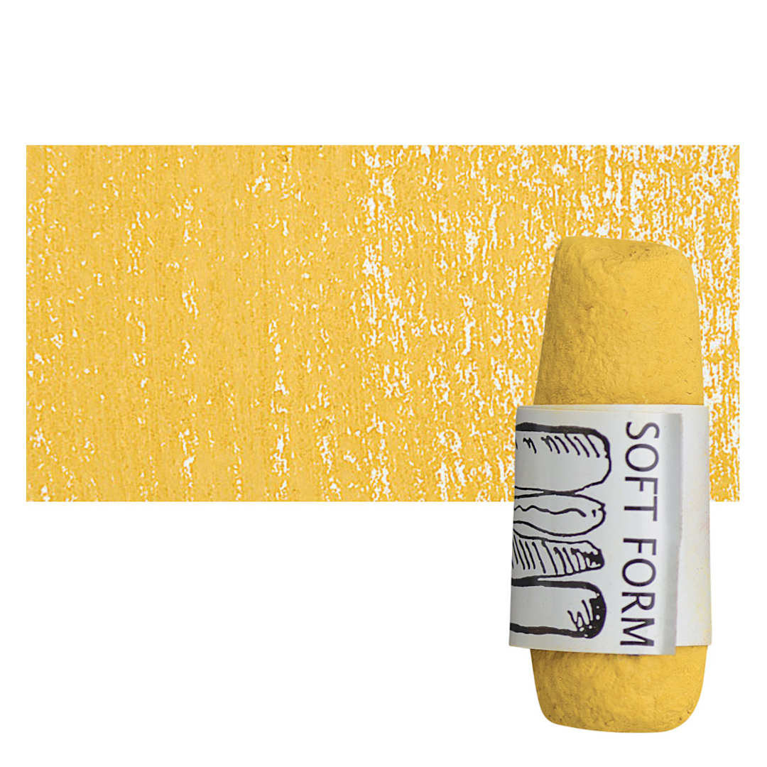 Open in modal - Townsend Artists' Soft Form Pastel - Mars Yellow Medium 006 pastel and swatch