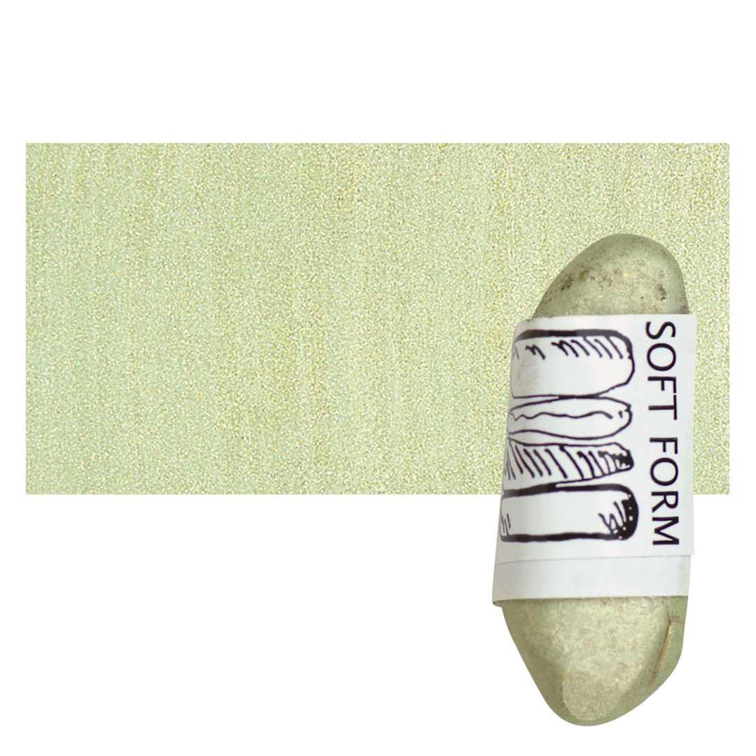 Open in modal - Townsend Artists' Soft Form Pastel - Metallic Green Gold Light pastel and swatch