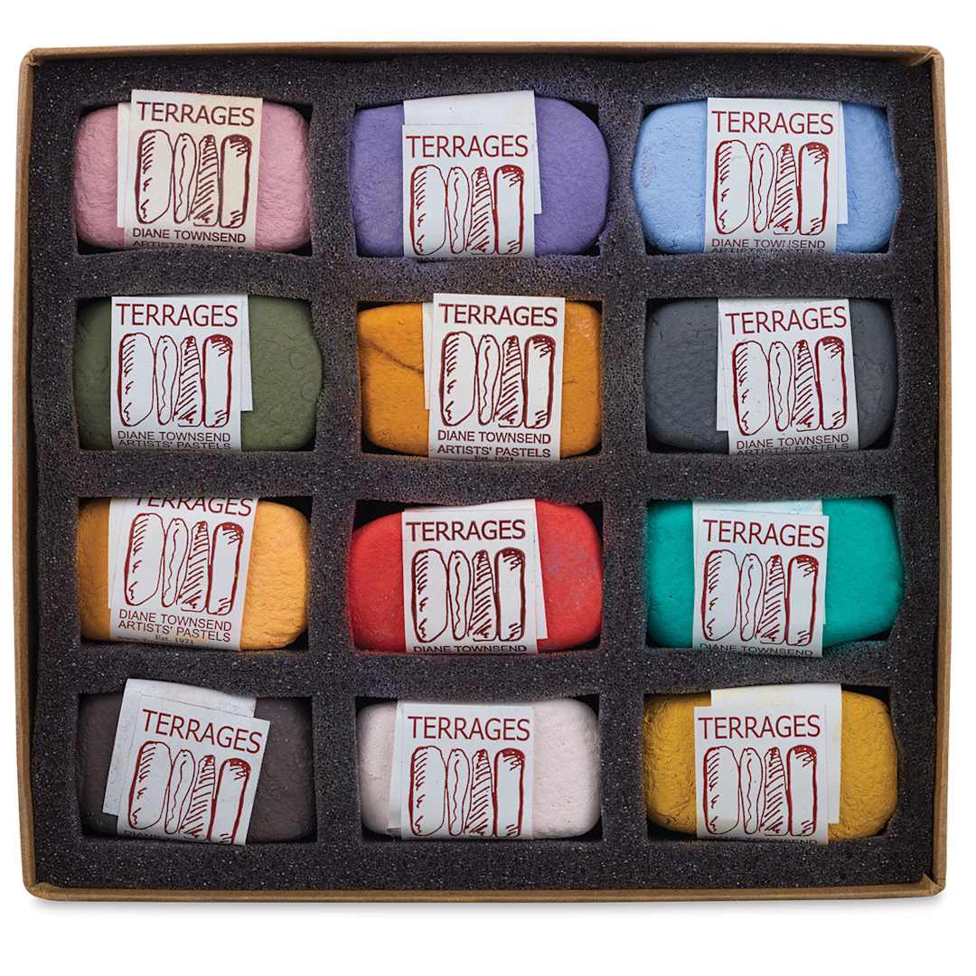 Open in modal - Townsend Terrages Pastel Set of 12 Mood for Matisse Colors shown in cushioned open box