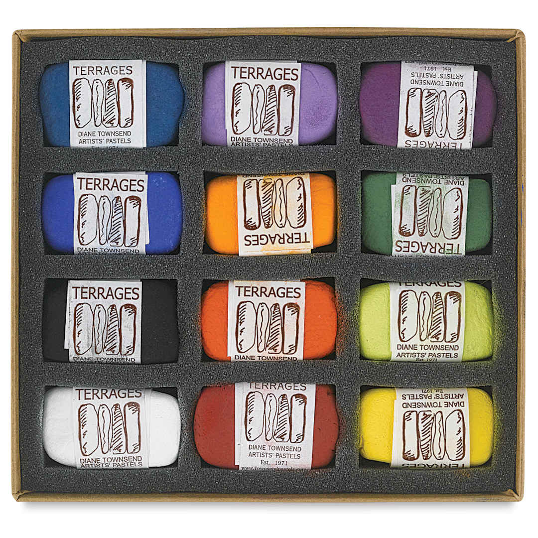 Open in modal - Townsend Terrages Pastel Set of 12 Primary Colors shown in cushioned open box