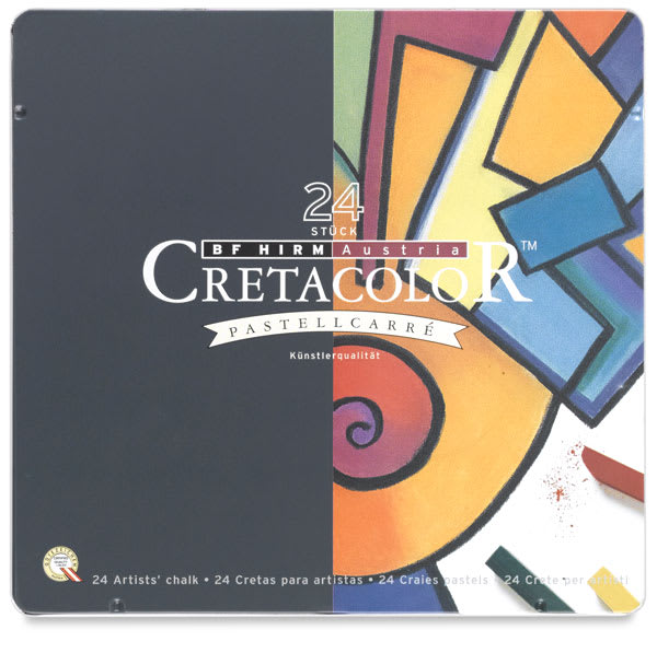 Open in modal - Cretacolor Pastel Carre Hard Pastel Set - Set of 24, Basic Colors, Tin Box front of package