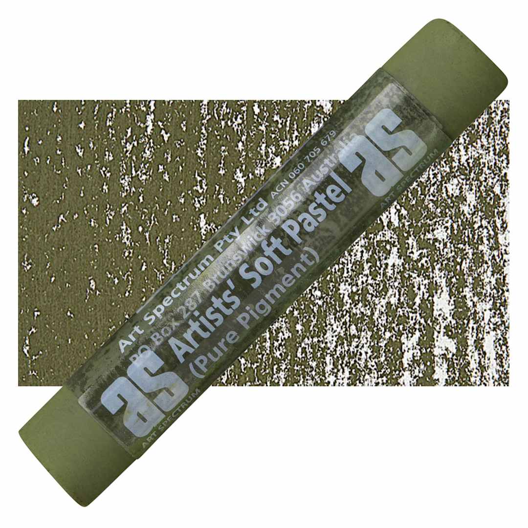 Open in modal - Art Spectrum Artists' Soft Pastel - Australian Leaf Green Dark 576P pastel and swatch